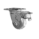 4"x2" Thermo-Rubber (Donut) Precision Ball Bearing Caster with Total Lock and 4"x4.5" Plate