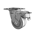 4"x2" Thermo-Rubber (Flat) Precision Ball Bearing Caster with Total Lock and 4"x4.5" Plate