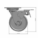 5"x2" Cast Iron Wheel Total Lock Brake Swivel Caster