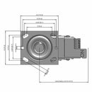 5"x2" Rubber-on-Iron Wheel Total Lock Brake Swivel Caster