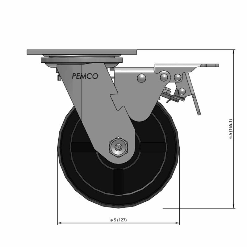 5"x2" Polypropylene Wheel Total Lock Brake Swivel Caster