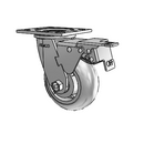 5"x2" Thermo-Rubber (Donut) Precision Ball Bearing Caster with Total Lock and 4"x4.5" Plate
