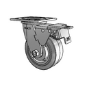 5"x2" Thermo-Rubber (Flat) Delrin Bearing Caster with Total Lock and 4"x4.5" Plate