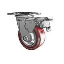 5"x2" Thermo-Urethane Precision Ball Bearing Caster with Total Lock and 4"x4.5" Plate