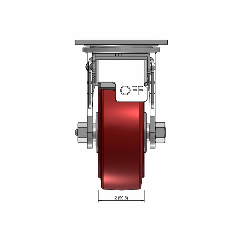 5"x2" TPU Maroon Wheel Total Lock Brake Swivel Caster