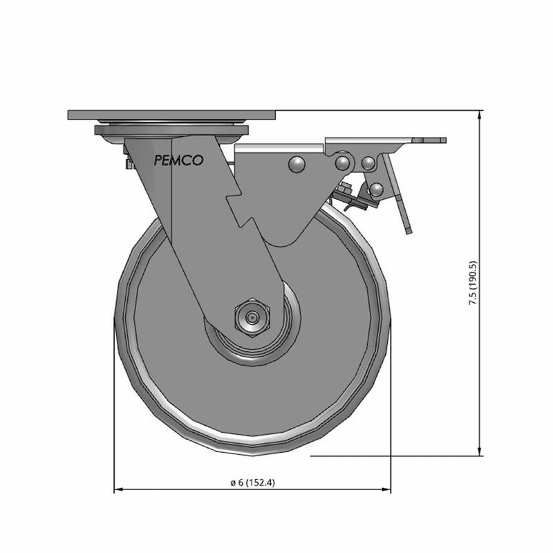 6"x2" Cast Iron Wheel Total Lock Brake Swivel Caster