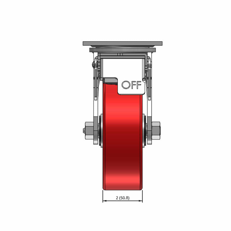6"x2" Polyurethane-on-Iron Wheel Total Lock Brake Swivel Caster