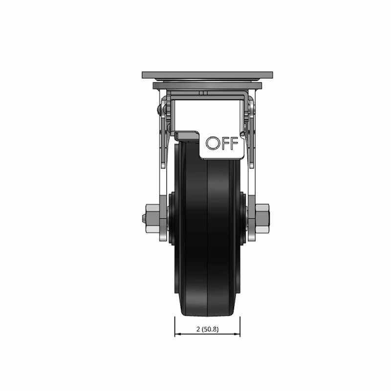 6"x2" Rubber-on-Iron Wheel Total Lock Brake Swivel Caster
