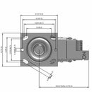 6"x2" Rubber-on-Iron Wheel Total Lock Brake Swivel Caster