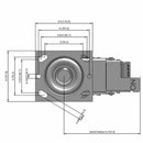 6"x2" Phenolic Wheel Total Lock Brake Swivel Caster