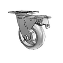 6"x2" Thermo-Rubber (Donut) Delrin Bearing Caster with Total Lock and 4"x4.5" Plate