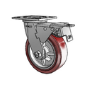 6"x2" Thermo-Urethane Precision Ball Bearing Caster with Total Lock and 4"x4.5" Plate