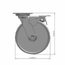 8"x2" Cast Iron Wheel Total Lock Brake Swivel Caster