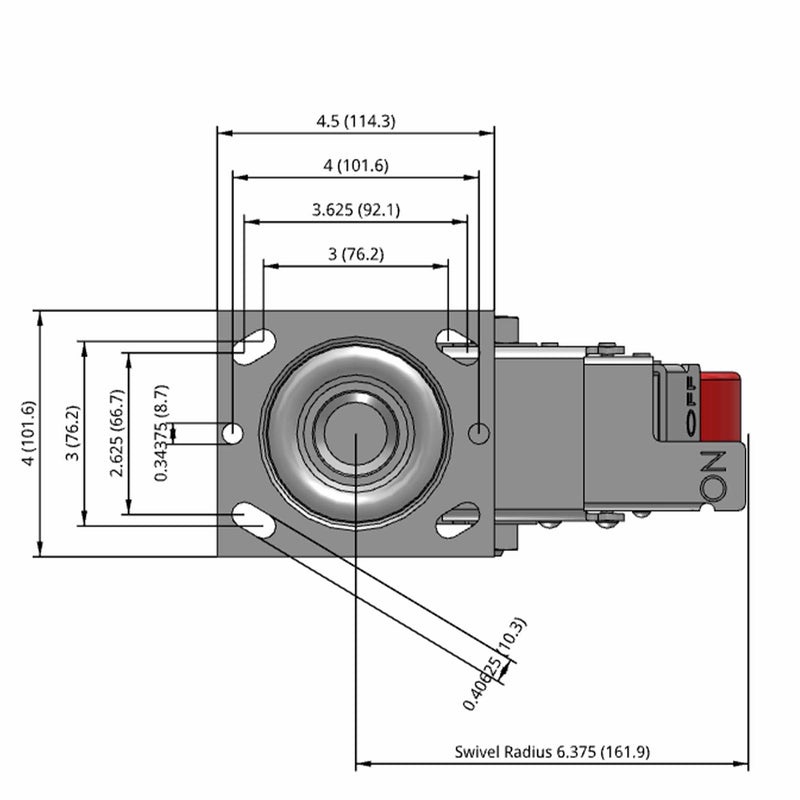 8"x2" Polyurethane-on-Iron Wheel Total Lock Brake Swivel Caster