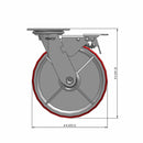 8"x2" Polyurethane-on-Iron Wheel Total Lock Brake Swivel Caster