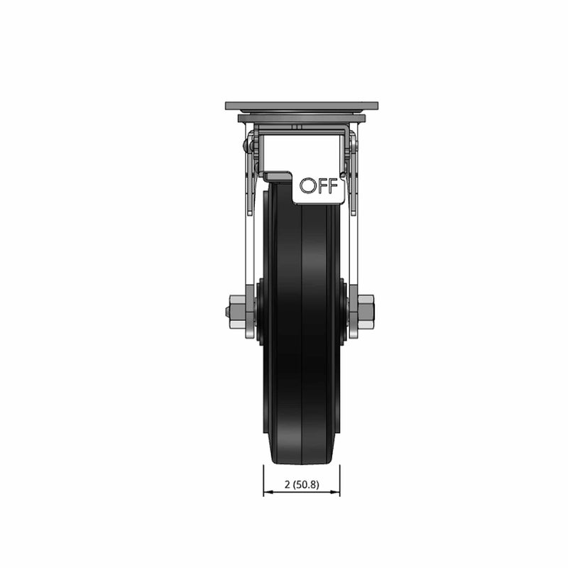 8"x2" Rubber-on-Iron Wheel Total Lock Brake Swivel Caster