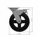 8"x2" Rubber-on-Iron Wheel Total Lock Brake Swivel Caster