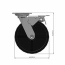 8"x2" Polypropylene Wheel Total Lock Brake Swivel Caster