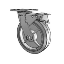 8"x2" Thermo-Rubber (Flat) Delrin Bearing Caster with Total Lock and 4"x4.5" Plate