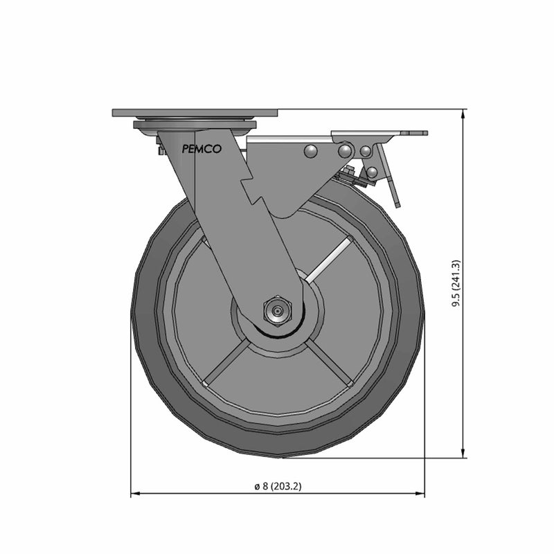 8"x2" TPR Wheel Total Lock Brake Swivel Caster