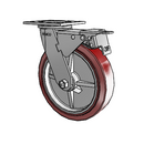 8"x2" Thermo-Urethane Precision Ball Bearing Caster with Total Lock and 4"x4.5" Plate