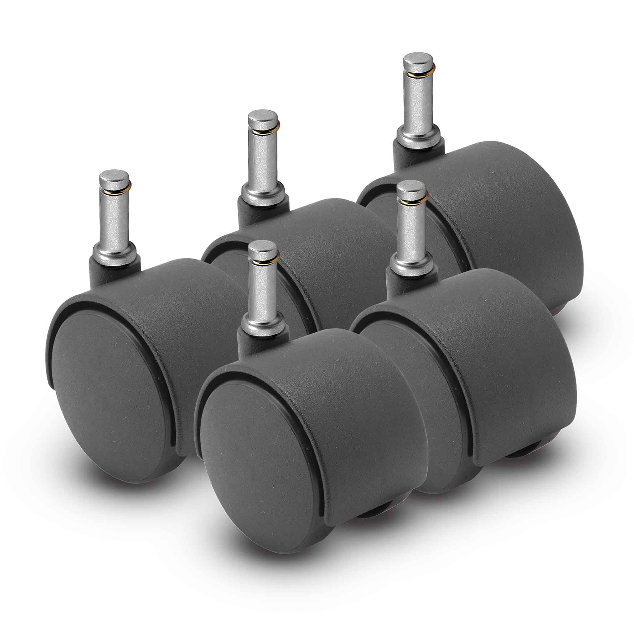 PTW50211BK (5 pack) 5Pack 50mm Nylon Twin Wheel Caster with 7/16"x1