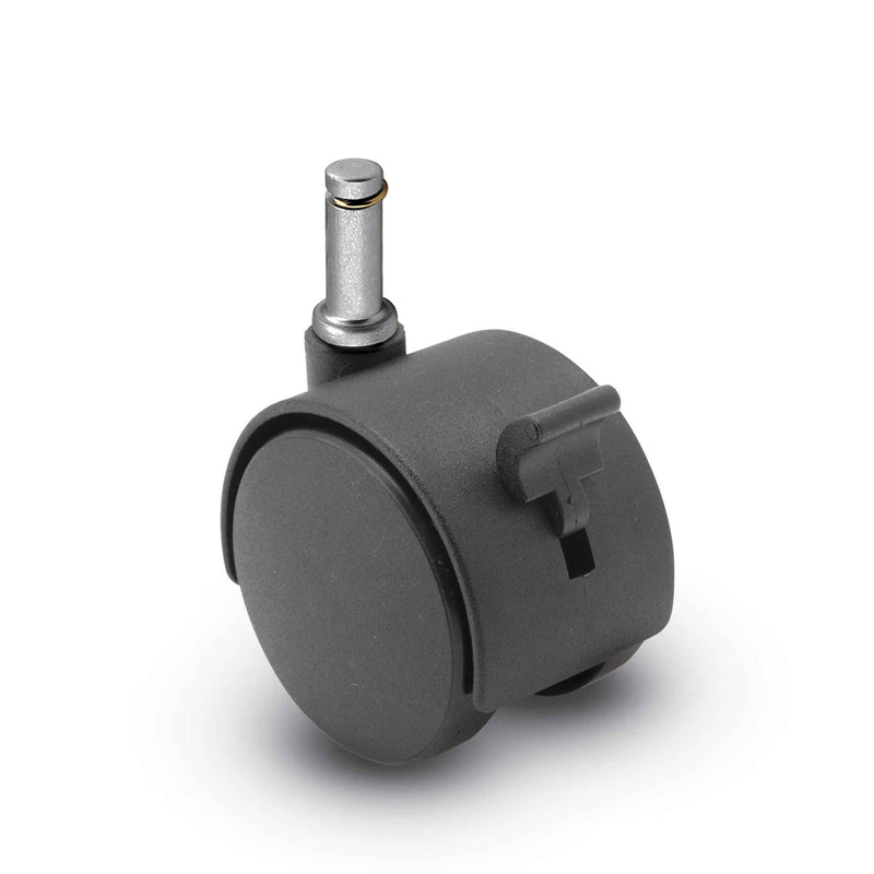 Main view of a Shepherd Casters 50mm wheels Swivel caster with 7/16" x 1-7/16" grip ring, with a top wheel lock brake, Nylon wheel and 75 lb. capacity part