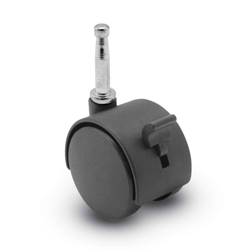 Main view of a Shepherd Casters 60mm wheels Swivel caster with 5/16" x 1-1/2" tapered stem, with a top wheel lock brake, Nylon wheel and 100 lb. capacity part
