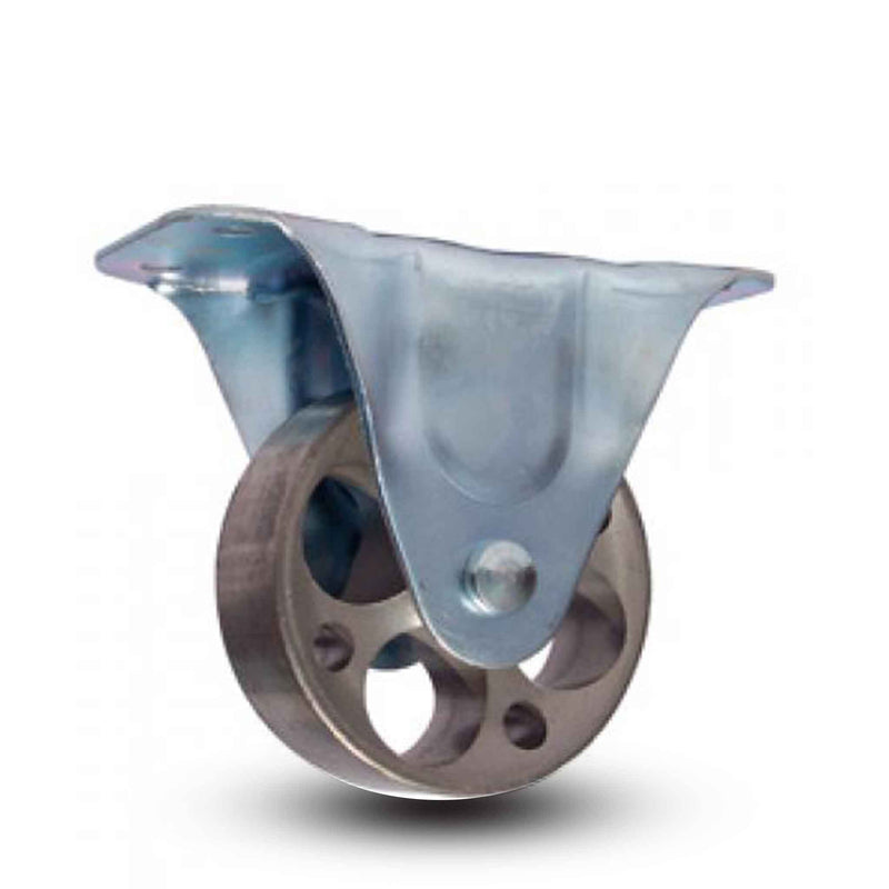 Main view of a Faultless Casters 2" x 1" wide wheel Rigid caster with 1-1/2" x 2-21/32" top plate, without a brake, Sintered Iron wheel and 150 lb. capacity part