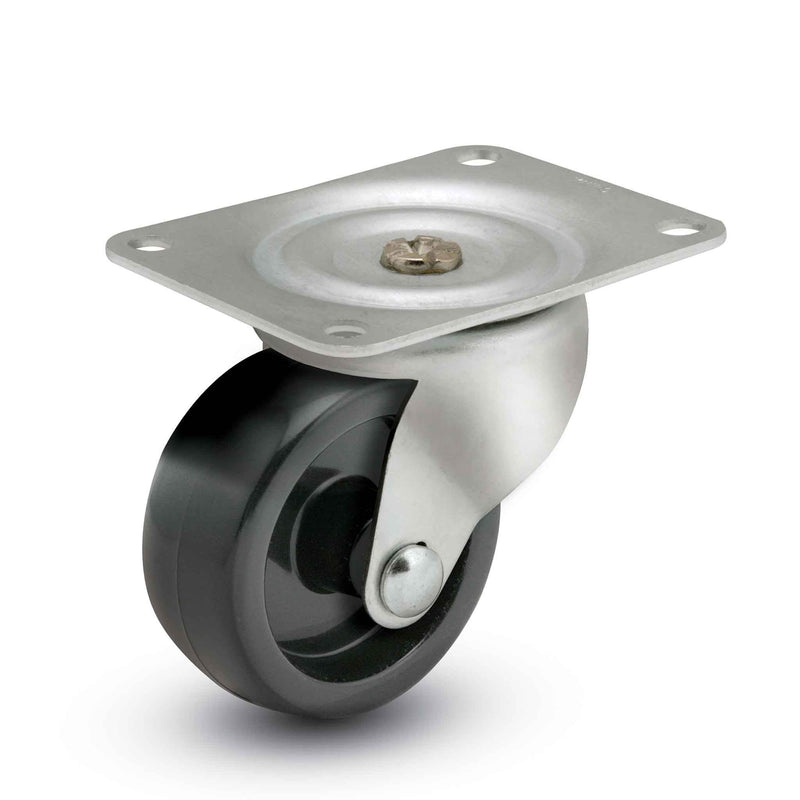 Main view of a Faultless Casters 4" x 1.3125" wide wheel Swivel caster with 4" x 5-1/8" top plate, without a brake, Polypropylene wheel and 350 lb. capacity part