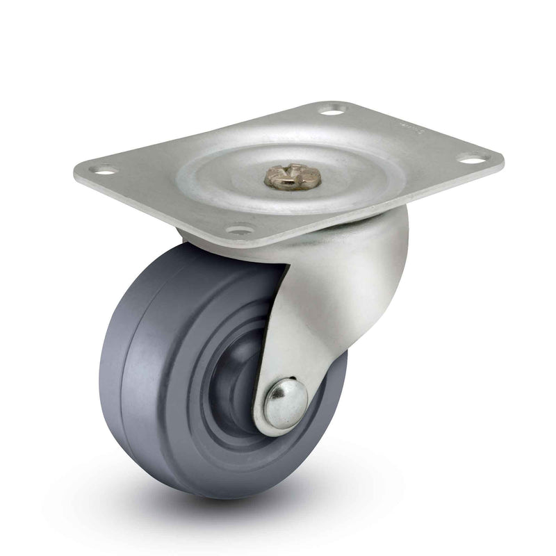 Main view of a Faultless Casters 2.5" x 1.125" wide wheel Swivel caster with 2-3/4" x 3-13/16" top plate, without a brake, Hard Rubber wheel and 200 lb. capacity part