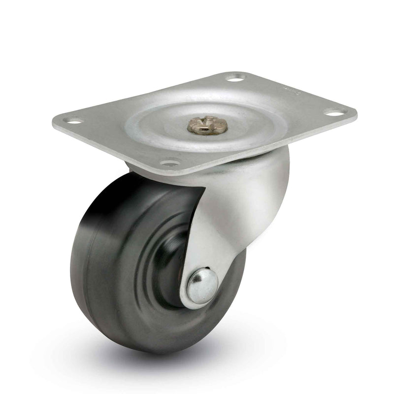 Main view of a Faultless Casters 3" x 1.25" wide wheel Swivel caster with 3-1/8" x 4-1/8" top plate, without a brake, Soft Rubber wheel and 175 lb. capacity part