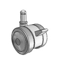 50mm Floor-Protective Twin Wheel with Wheel Lock and 7/16" x 7/8" Grip Ring