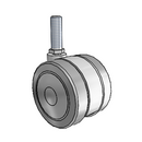 75mm Floor-Protective Twin Wheel with 1/2"-13NC x 1-1/2" Thread