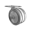 100mm Floor-Protective Twin Wheel with 2-5/8" x 3-3/4" Plate