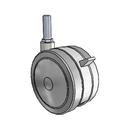 100mm Floor-Protective Twin Wheel with Wheel Lock and 1/2"-13NC x 1-1/2" Thread