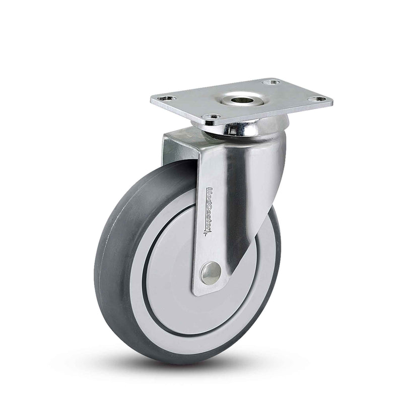 Main view of a MedCaster Casters 3" x 1.25" wide wheel Swivel caster with 2-1/2" x 3-5/8" top plate, without a brake, Thermoplastic Rubber wheel and 190 lb. capacity part