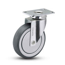 Main view of a MedCaster Casters 4" x 1.25" wide wheel Swivel caster with 2-1/2" x 3-5/8" top plate, without a brake, Thermoplastic Rubber wheel and 240 lb. capacity part