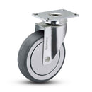 Main view of a MedCaster Casters 5" x 1.25" wide wheel Swivel caster with 2-1/2" x 3-5/8" top plate, without a brake, Thermoplastic Rubber wheel and 260 lb. capacity part