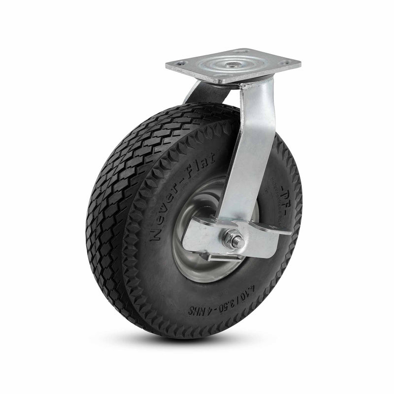 8" Brake Caster with Never-Flat Polyurethane Foam Wheel and 4"x4.5" Plate