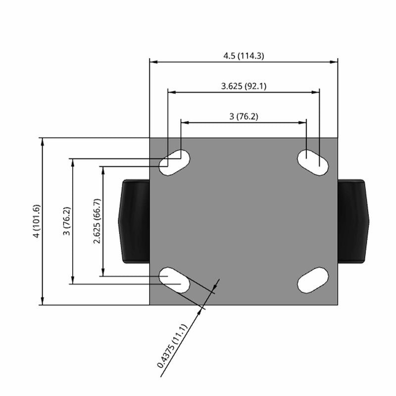6"x2" USA-Rig Rigid Caster with Water Resistant Polypropylene Wheel