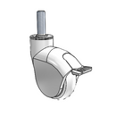 Genesis 3"x1" Monotech Wheel Caster with Brake and 1/2"x1.5" Thread