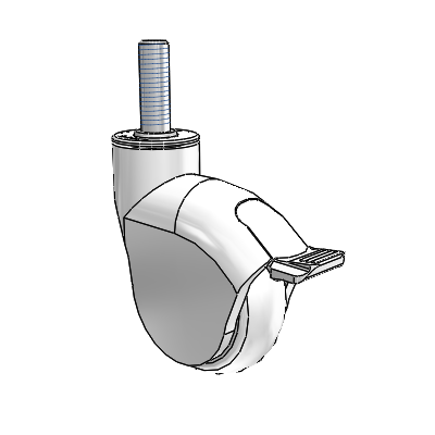 Genesis 3"x1" Monotech Wheel Caster with Brake and 1/2"x1.5" Thread