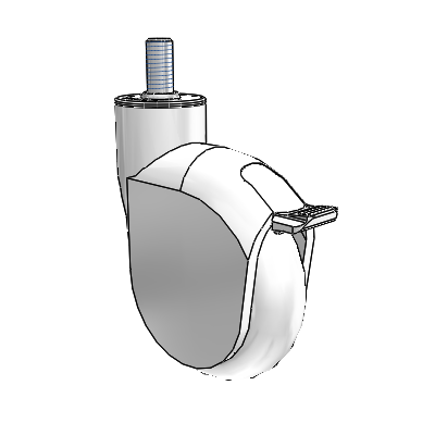 Genesis 4"x1.25" Monotech Wheel Caster with Brake and 1/2"-13UNCx1" Thread