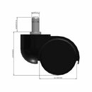 Hardwood and Tile Safe Replacement Chair Caster 7/16"x7/8" Grip Ring