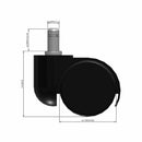 Replacement Black Chair Caster with 1.5" Barrell and 7/16" Grip Ring