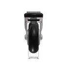 Top dimensioned CAD view of a Shepherd Casters 3" x 0.94" wide wheel Swivel caster with 1-1/4" x 2-3/8" top plate, with a top wheel lock brake, MonoTech wheel and 110 lb. capacity part