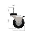 Front dimensioned CAD view of a Shepherd Casters 3" x 0.94" wide wheel Swivel caster with 5/16" x 1-1/2" tapered stem, with a top wheel lock brake, MonoTech wheel and 110 lb. capacity part