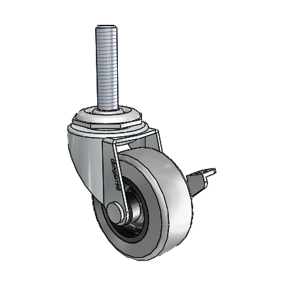USA 2"x0.8125" TPR Wheel Side-Lock Caster with 3/8"-16UNCx1-1/2" Thread