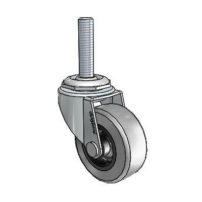 USA 2"x0.8125" TPR Wheel Caster with 3/8"-16UNCx1-1/2" Thread